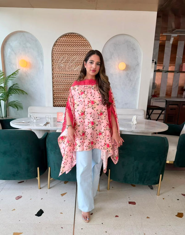 Pink Floral Printed Silk top.