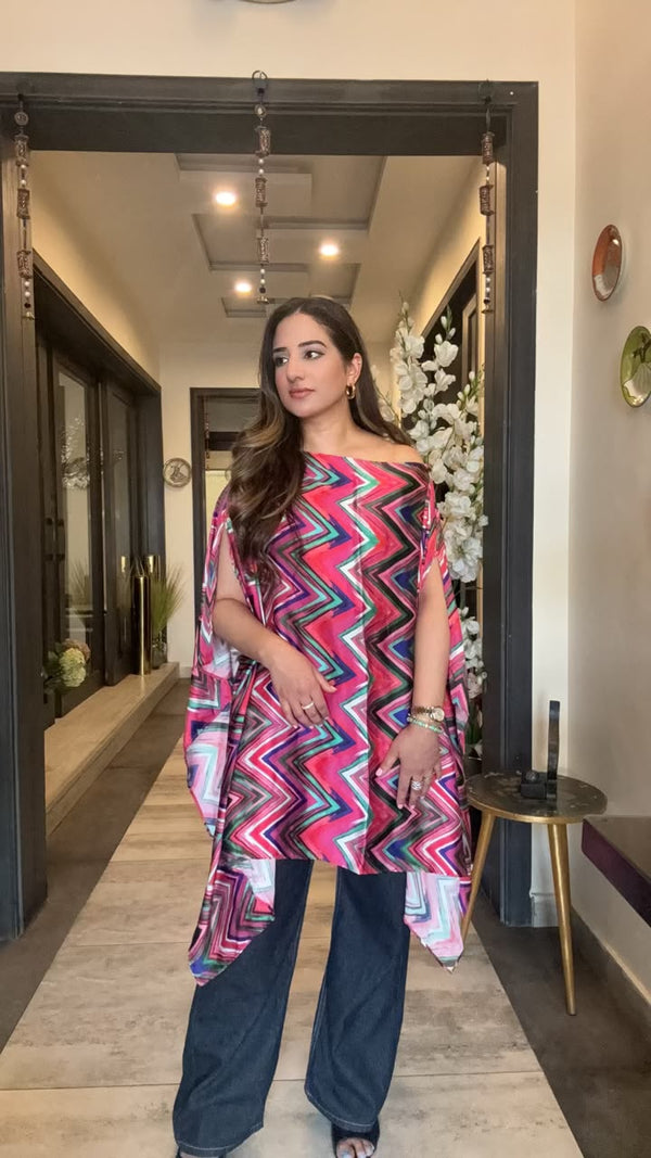 Pink printed Silk Top