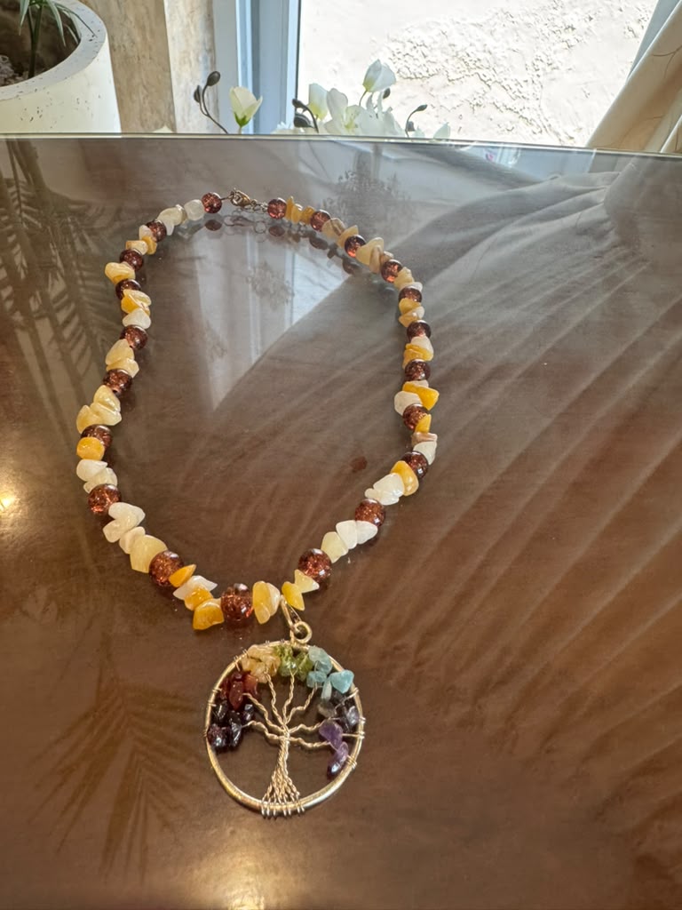 Yellow n White beaded necklace