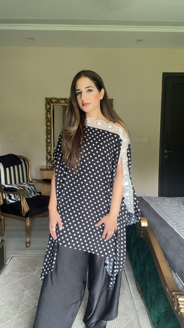 Black n White Polka Dot Top