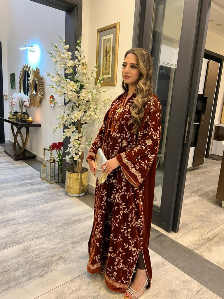 Burnt Orange Velvet Kaftan