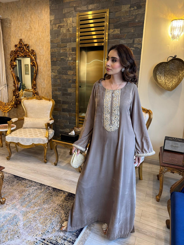 Silver Velvet Kaftan